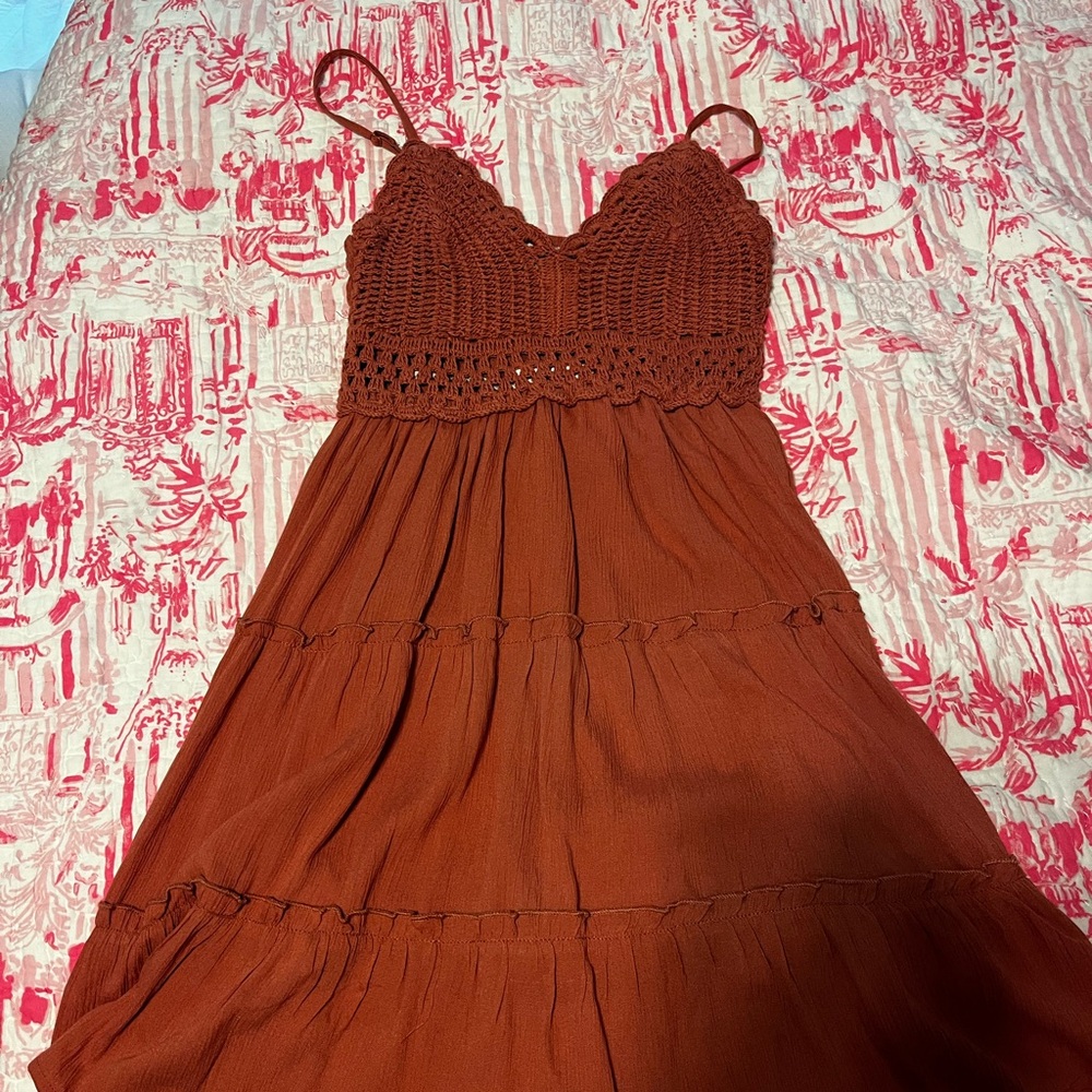 Charlotte Russe Terracotta Crochet Dress